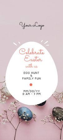 Easter Holiday Celebration and Egg Hunt Invitation 9.5x21cm Design Template