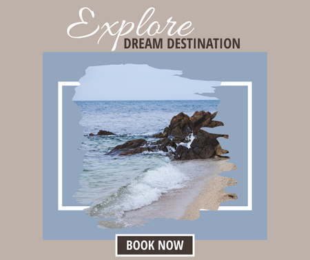 Designvorlage Travel to Dream Place on Ocean für Facebook