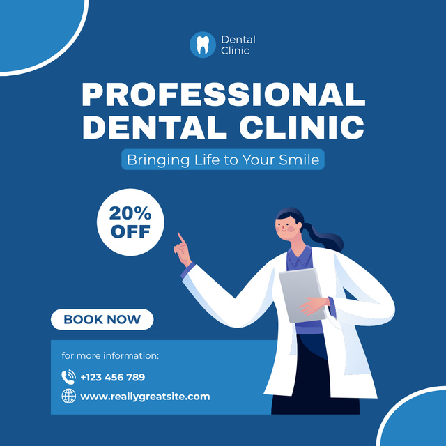 Services of Professional Dental Clinic Animated Post Design Template