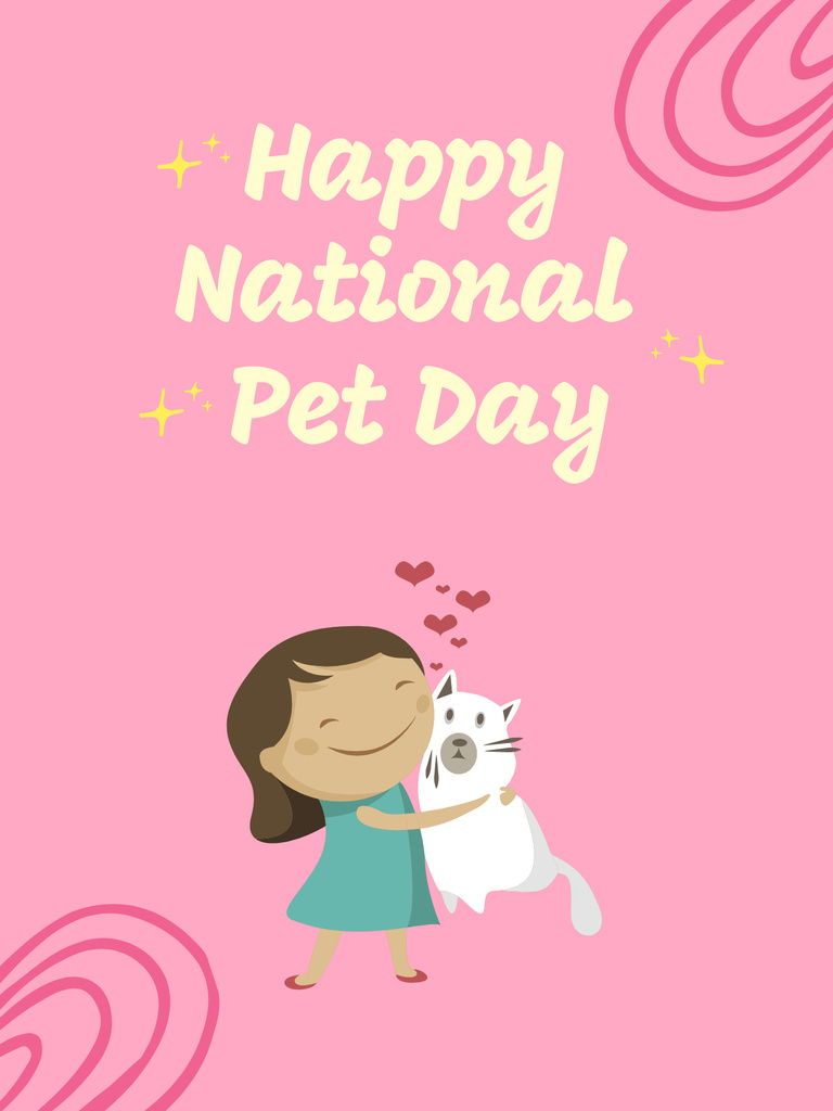 National Pet Week Greetings on Pink Poster US – шаблон для дизайна
