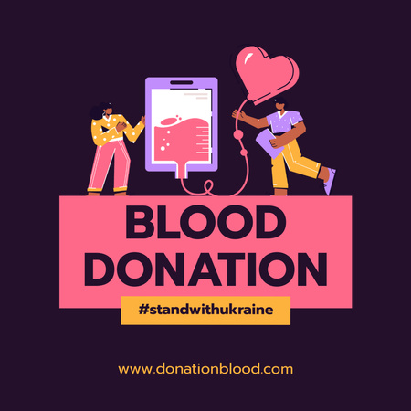 Designvorlage Motivation zur Blutspende auf Dunkelviolett für Instagram