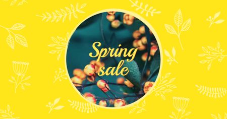 Spring Sale on Floral Pattern Facebook AD Tasarım Şablonu