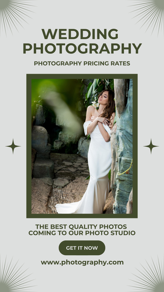 Wedding Photo Session Offer with Beautiful Bride Instagram Story Modelo de Design