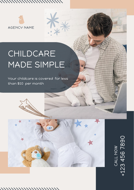 Dad Holding Newborn Baby Poster A3 – шаблон для дизайна