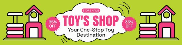 Ontwerpsjabloon van Twitter van Child Toys Shop Offer on Light Green