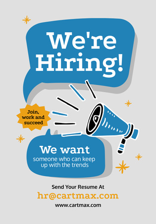 Megaphone with Job Vacancy Ad Poster 28x40in Design Template