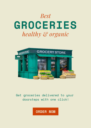 Organic Groceries With Delivery To Doorstep Flayer Design Template
