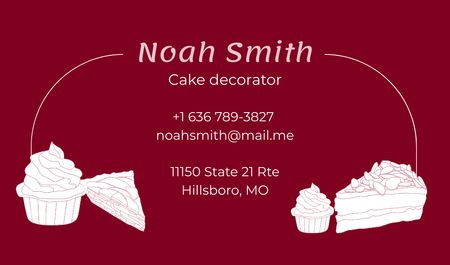 Designvorlage Cake Decorator Services Offer with Sweet Cupcakes für Business card