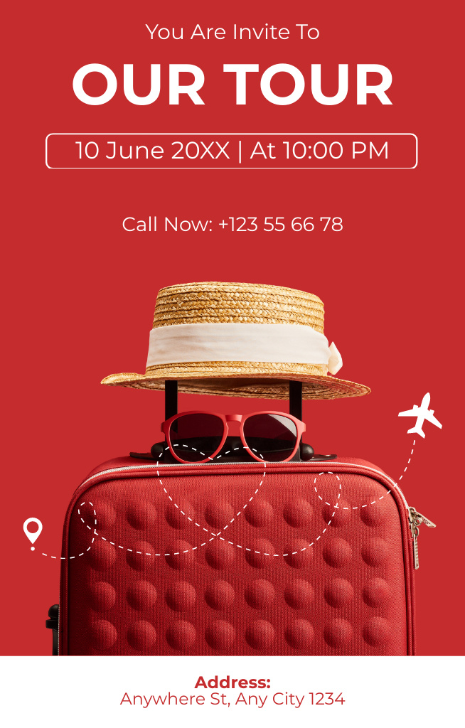 Template di design Travels and Flights Offer on Red Invitation 4.6x7.2in