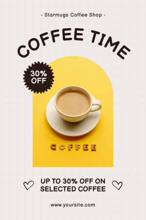 Kahve Dükkanı İndirim Reklam Düzeni Pinterest Tasarım Şablonu