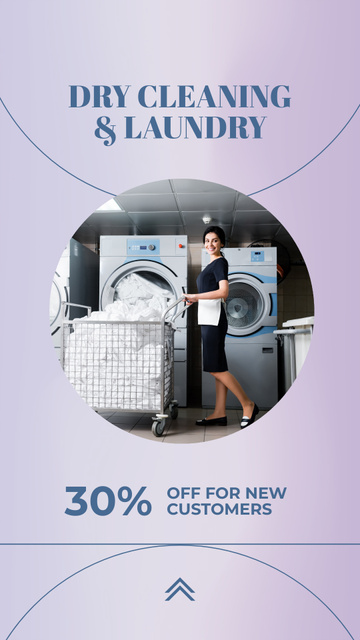 Dry Cleaning And Laundry Service With Discount Instagram Video Story Modelo de Design