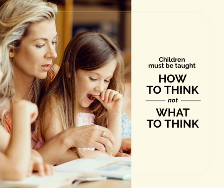 Ontwerpsjabloon van Facebook van Child Education Mother with Daughter Reading