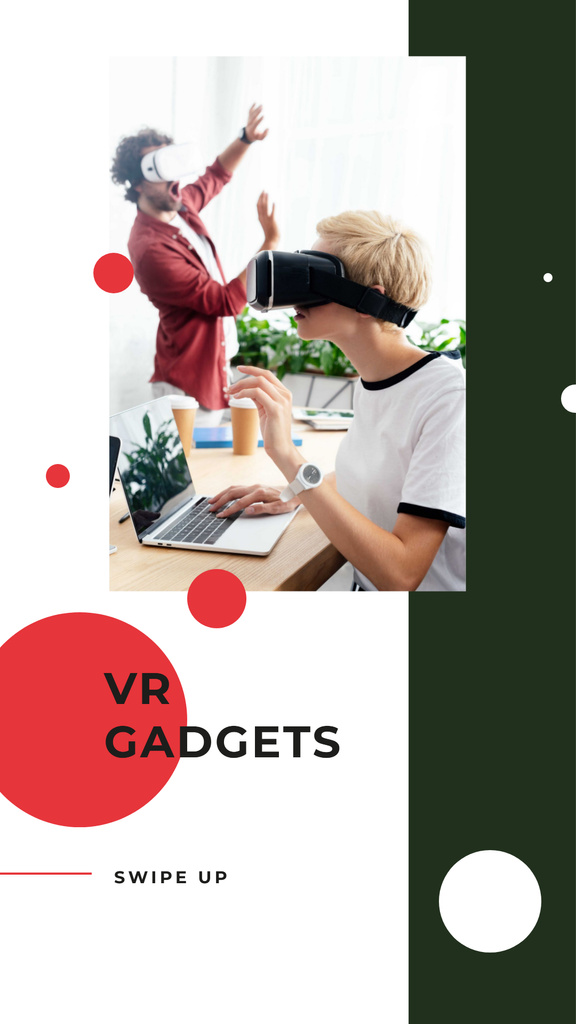 VR Gadgets Offer with People in Glasses Instagram Story Design Template