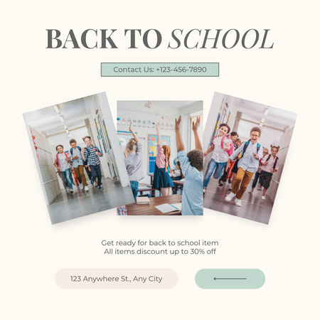 Platilla de diseño Collage with Photos of Schoolchildren at School Instagram