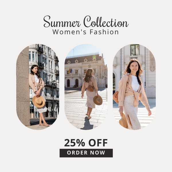 Woman Walking in City for Summer Clothes Collection Announcement