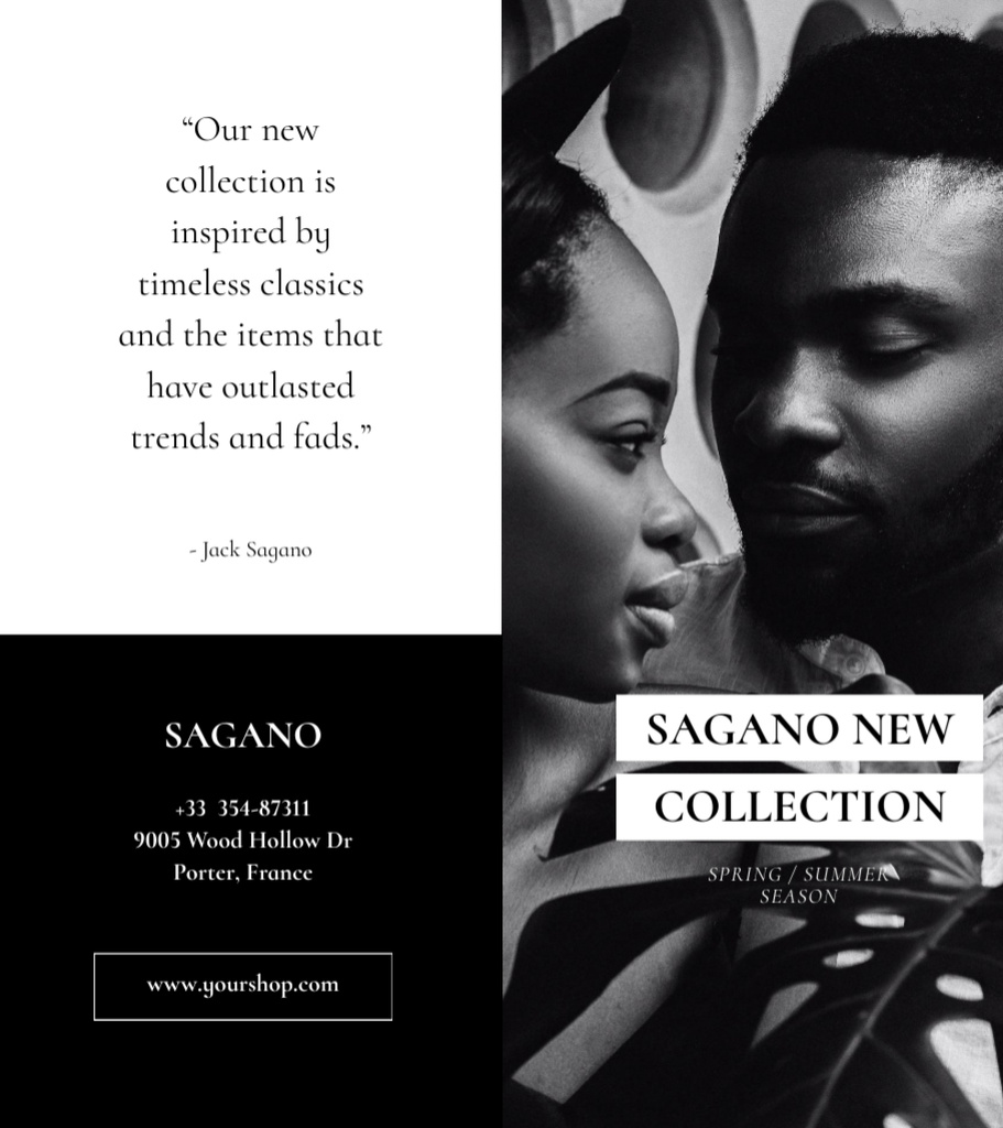 Fashion Brand Collection with African American Couple Brochure 9x8in Bi-fold Tasarım Şablonu