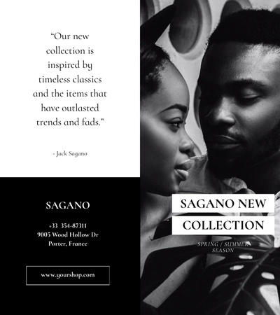Modèle de visuel Collection de marques de mode avec un couple afro-américain - Brochure 9x8in Bi-fold