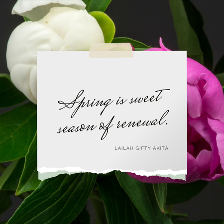Designvorlage Blühende Blumen mit kalligraphischem Zitat für Animated Post