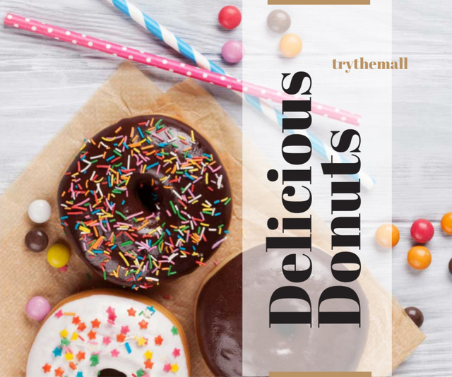 Plantilla de diseño de Advertisement of Delicious Donuts Medium Rectangle 
