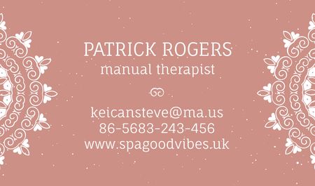 Manual Therapist Contacts Information Business card Šablona návrhu