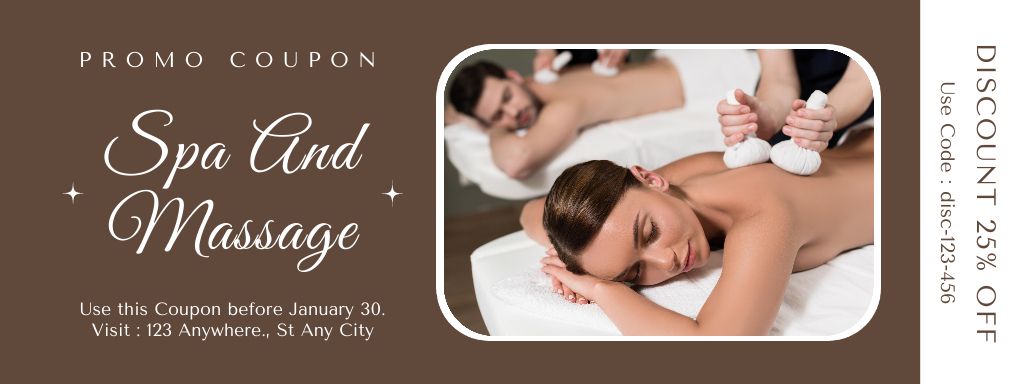 Couple Body Massage Advertisement Coupon Design Template