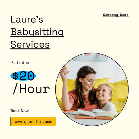 Childcare Specialist Offer with Rate per Hour Instagram tervezősablon