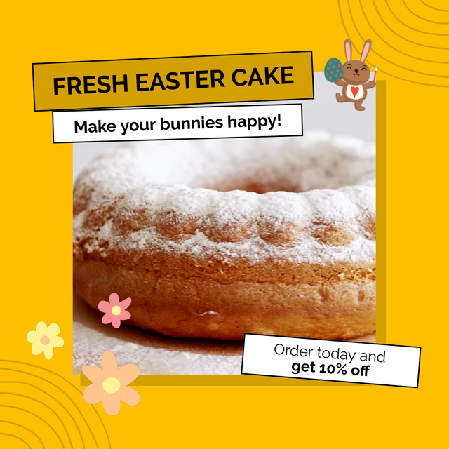 Platilla de diseño Cake With Powdered Sugar For Easter With Discount Animated Post