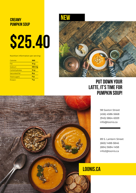Recipe of Creamy Pumpkin Soup Poster Tasarım Şablonu