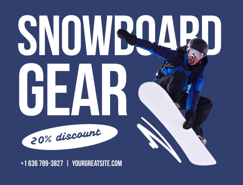 Snowboard Gear Sale Offer Postcard 4.2x5.5in Šablona návrhu