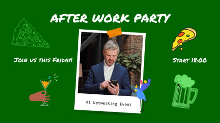 After Work Party Announcement With Pizza Full HD video Modelo de Design