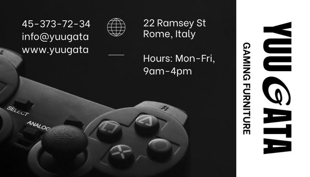 Game Equipment Store Ad with Gaming Joystick Business Card US Tasarım Şablonu