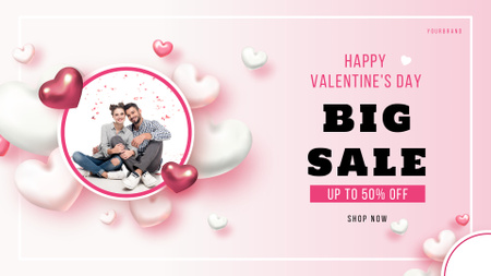 Enchanting February 14th Sale with Hearts FB event cover Design Template