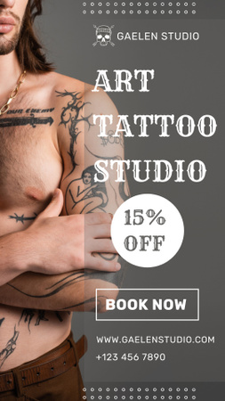 Ontwerpsjabloon van Instagram Story van Art Tattoo Studio Offer With Discount