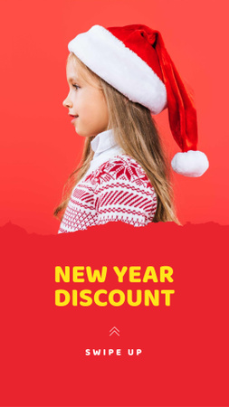 New Year Discount Offer with Cute Little Girl Instagram Story Šablona návrhu