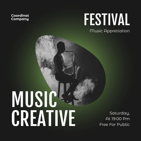 Plantilla de diseño de Anuncio del festival de música con el artista en el escenario Instagram 