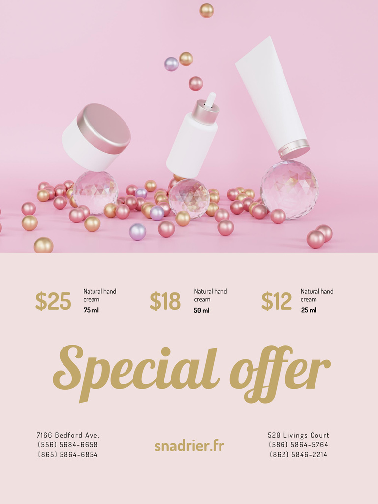 Ontwerpsjabloon van Poster 36x48in van Hand Cream Sale Offer in Pink