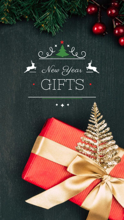 New Year Gifts Offer with Festive Decorations Instagram Story Design Template