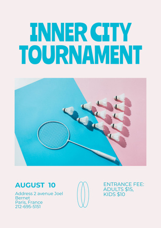 Inner Badminton Tournament Announcement Poster tervezősablon