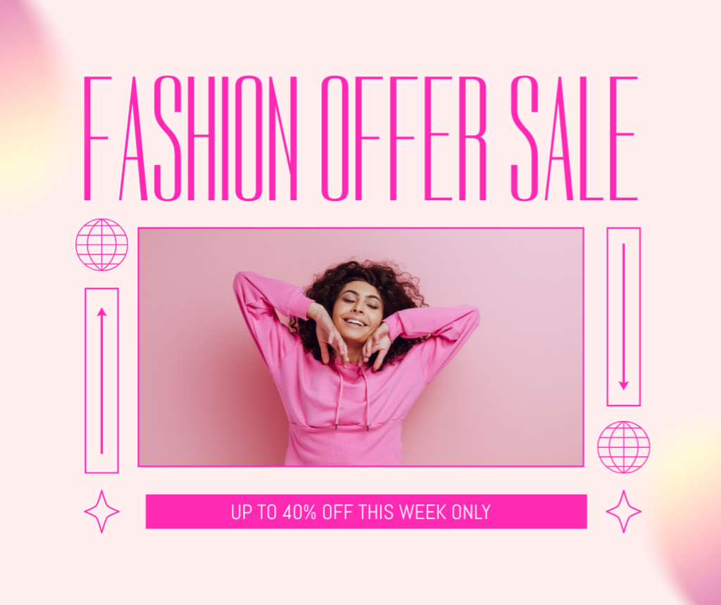 Fancy Dressed Woman on Fashion Sale Offer Facebookデザインテンプレート