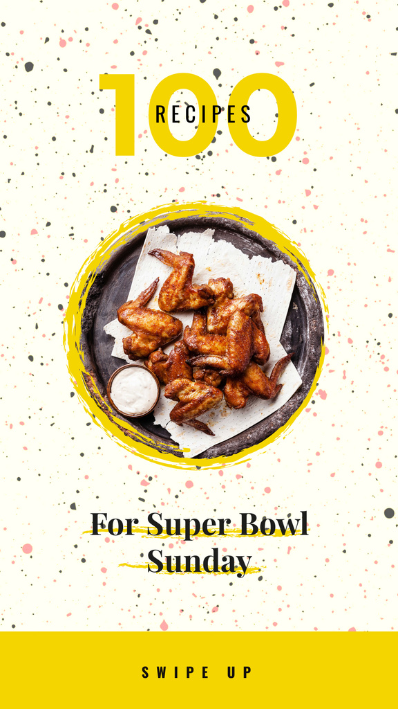 Fried chicken wings for Super Bowl Instagram Story Design Template
