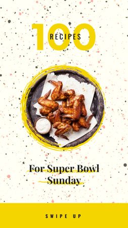 Plantilla de diseño de Alitas de pollo frito para el Super Bowl Instagram Story 