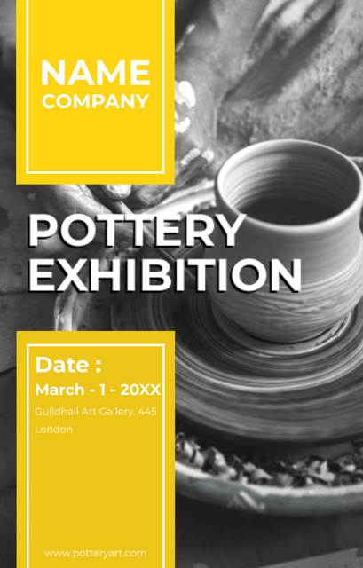 Ontwerpsjabloon van Invitation 4.6x7.2in van Handmade Pottery Exhibition In Spring Announcement