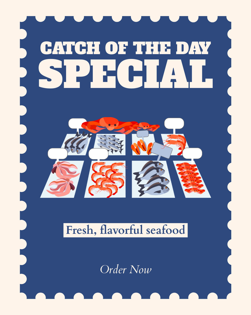 Ad of Special Catch on Fish Market Instagram Post Vertical Πρότυπο σχεδίασης