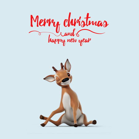 Cute Christmas Greeting with Deer Animated Post Modelo de Design