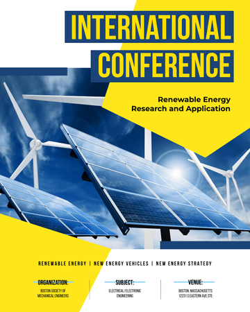 Renewable Resourses Conference Announcement with Solar Panels Model Poster 16x20in Tasarım Şablonu