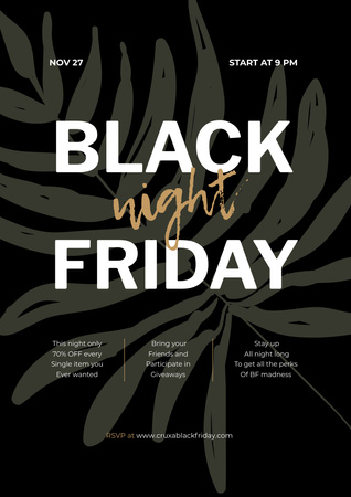 Black Friday Night Sale Announcement Poster A3 Design Template