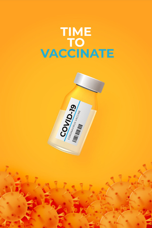 Vaccination Announcement with Vaccine in Bottle Pinterest Design Template