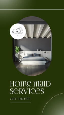 Home Maid Services With Discount And Vacuum Cleaner Instagram Video Story Design Template