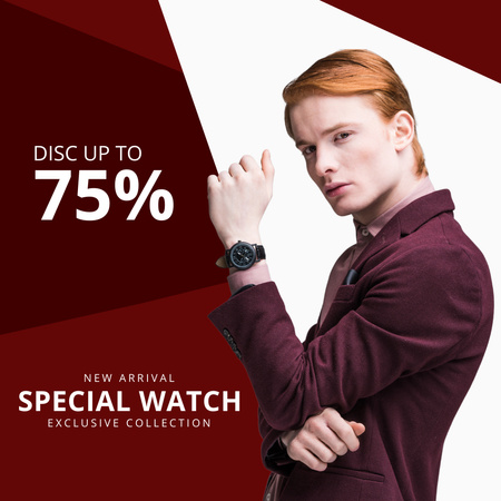 Promo New Arrival Men's Mechanical Watches Instagram Design Template