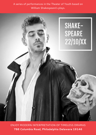 Theater Invitation Actor in Shakespeare's Performance Flyer A6 Tasarım Şablonu